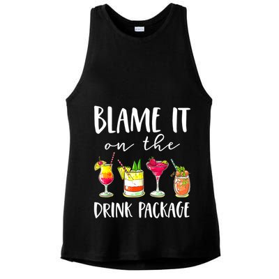 Funny Cruise Gifts Blame It On The Drink Package Ladies PosiCharge Tri-Blend Wicking Tank