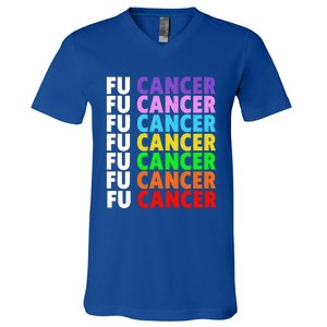 Fu Cancer Gift Fuck Cancer Funny Gift Fuck Cancer Awareness Great Gift V-Neck T-Shirt