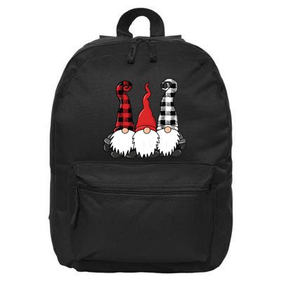 Funny Christmas Gnomes Buffalo Plaid Gnome 16 in Basic Backpack