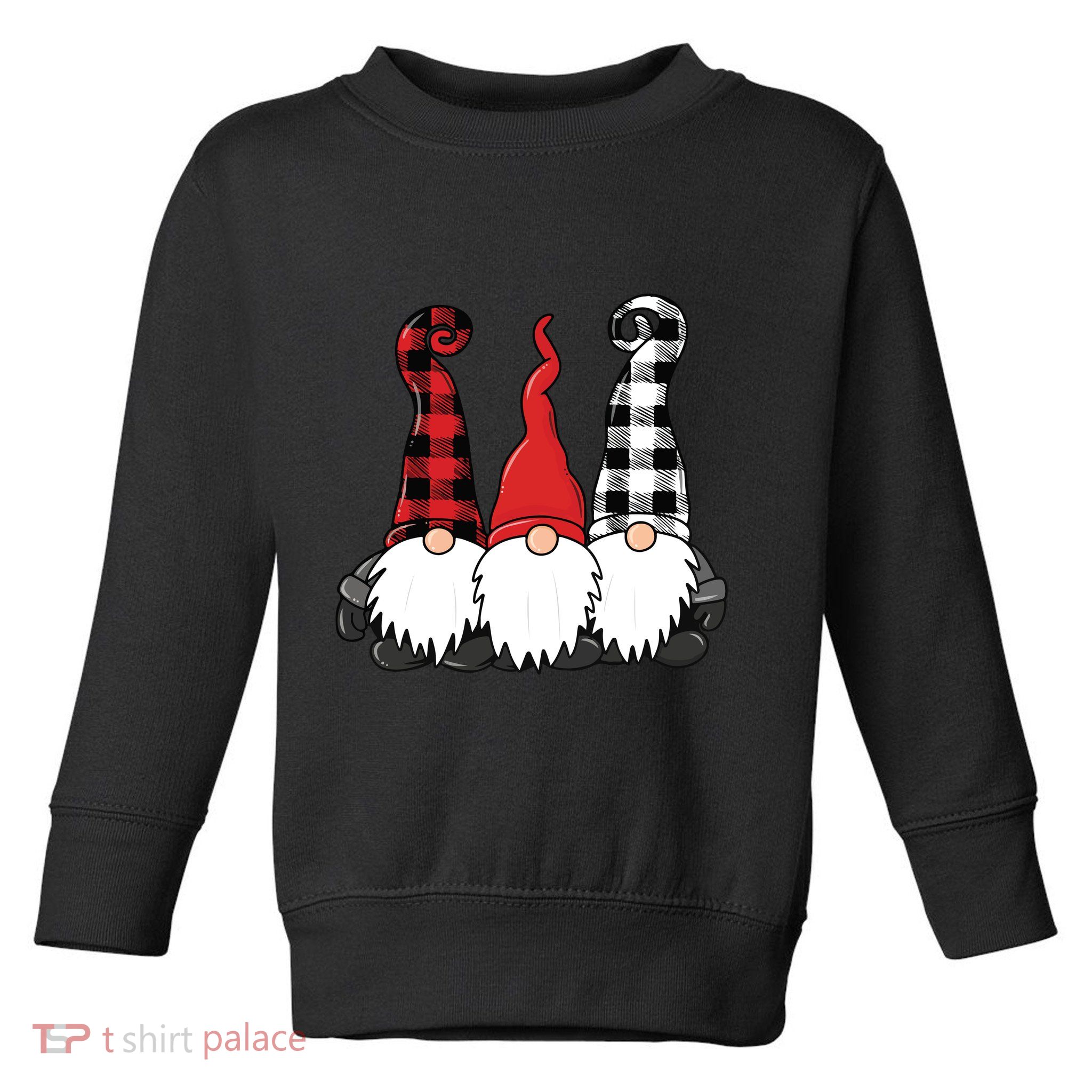 Funny Christmas Gnomes Buffalo Plaid Gnome Toddler Sweatshirt