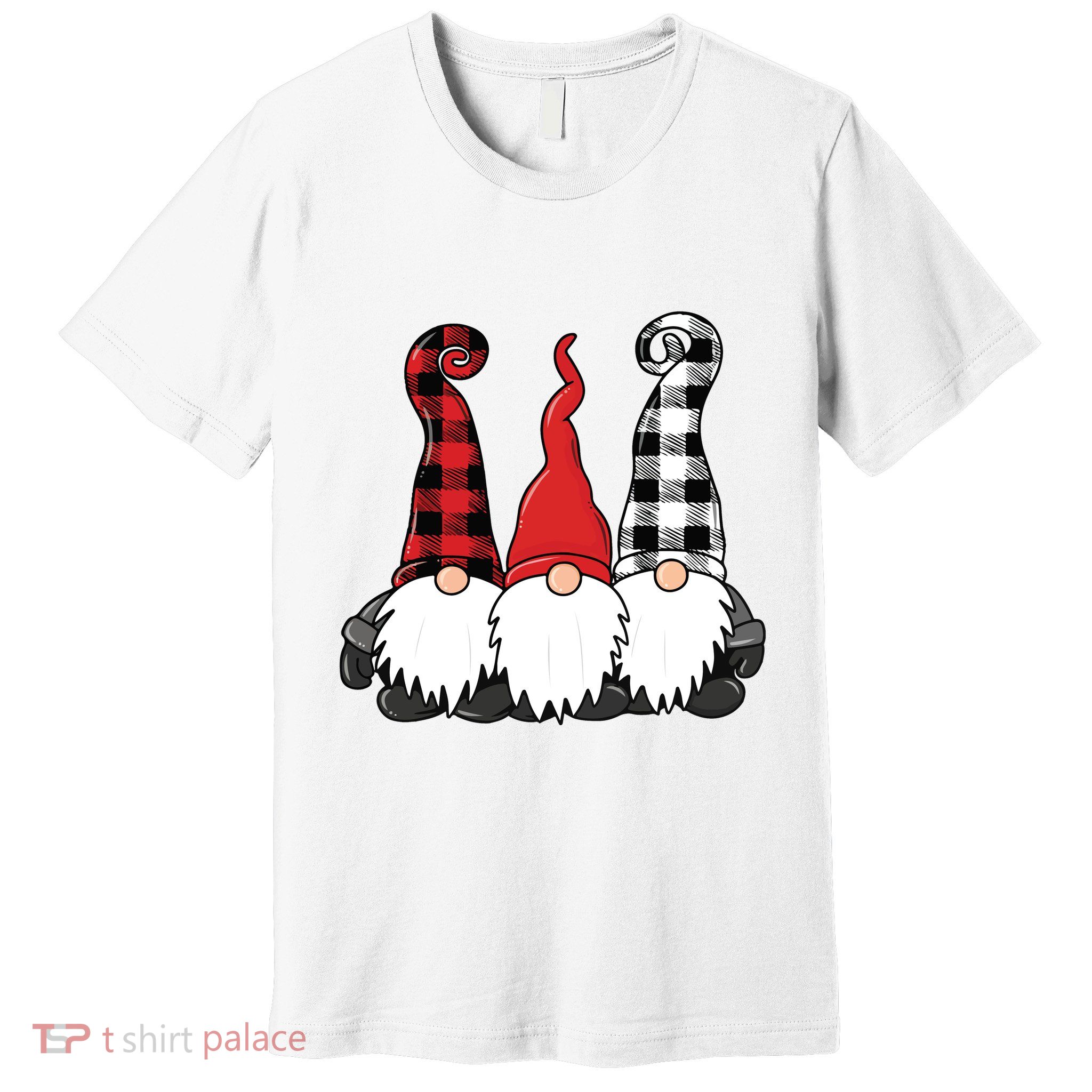 Funny Christmas Gnomes Buffalo Plaid Gnome Premium T-Shirt
