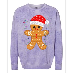 Funny Christmas Gingerbread Cookie Santa Cap Pop It Toy Xmas Cute Gift Colorblast Crewneck Sweatshirt