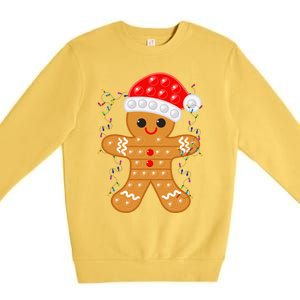 Funny Christmas Gingerbread Cookie Santa Cap Pop It Toy Xmas Cute Gift Premium Crewneck Sweatshirt