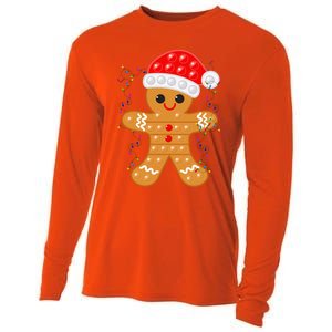 Funny Christmas Gingerbread Cookie Santa Cap Pop It Toy Xmas Cute Gift Cooling Performance Long Sleeve Crew