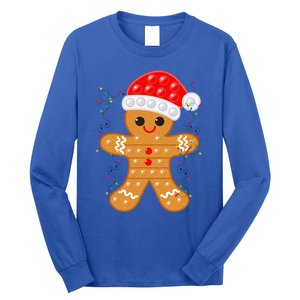 Funny Christmas Gingerbread Cookie Santa Cap Pop It Toy Xmas Cute Gift Long Sleeve Shirt