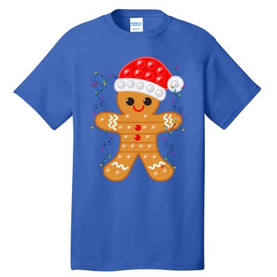 Funny Christmas Gingerbread Cookie Santa Cap Pop It Toy Xmas Cute Gift Tall T-Shirt