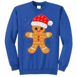 Funny Christmas Gingerbread Cookie Santa Cap Pop It Toy Xmas Cute Gift Tall Sweatshirt