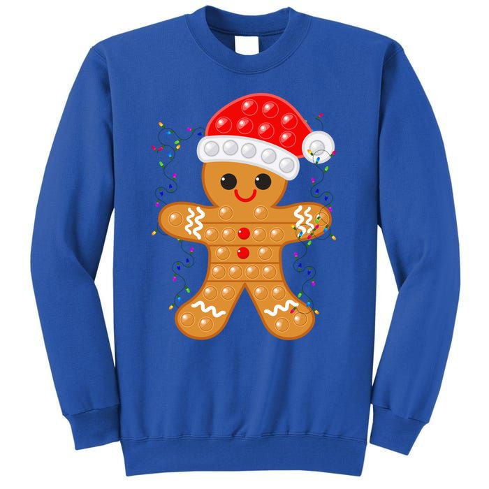 Funny Christmas Gingerbread Cookie Santa Cap Pop It Toy Xmas Cute Gift Tall Sweatshirt