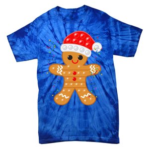 Funny Christmas Gingerbread Cookie Santa Cap Pop It Toy Xmas Cute Gift Tie-Dye T-Shirt