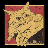 Funny Cat Graphic Tee Japanese Anime Cat Bite 16 in Basic Backpack