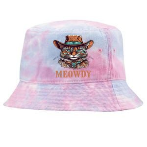 Funny Cat Graphic Howdy Western Cowboy Cowgirl Meowdy Cat Tie-Dyed Bucket Hat