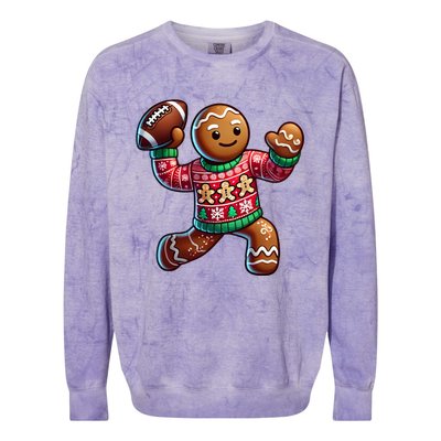 Football Christmas Gingerbread Man Football Ugly Christmas Hoodie Colorblast Crewneck Sweatshirt