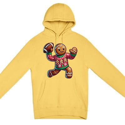 Football Christmas Gingerbread Man Football Ugly Christmas Hoodie Premium Pullover Hoodie