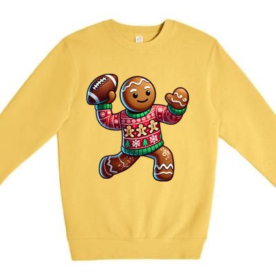 Football Christmas Gingerbread Man Football Ugly Christmas Hoodie Premium Crewneck Sweatshirt