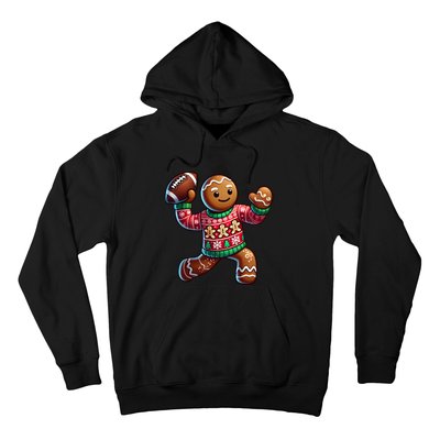 Football Christmas Gingerbread Man Football Ugly Christmas Hoodie Hoodie