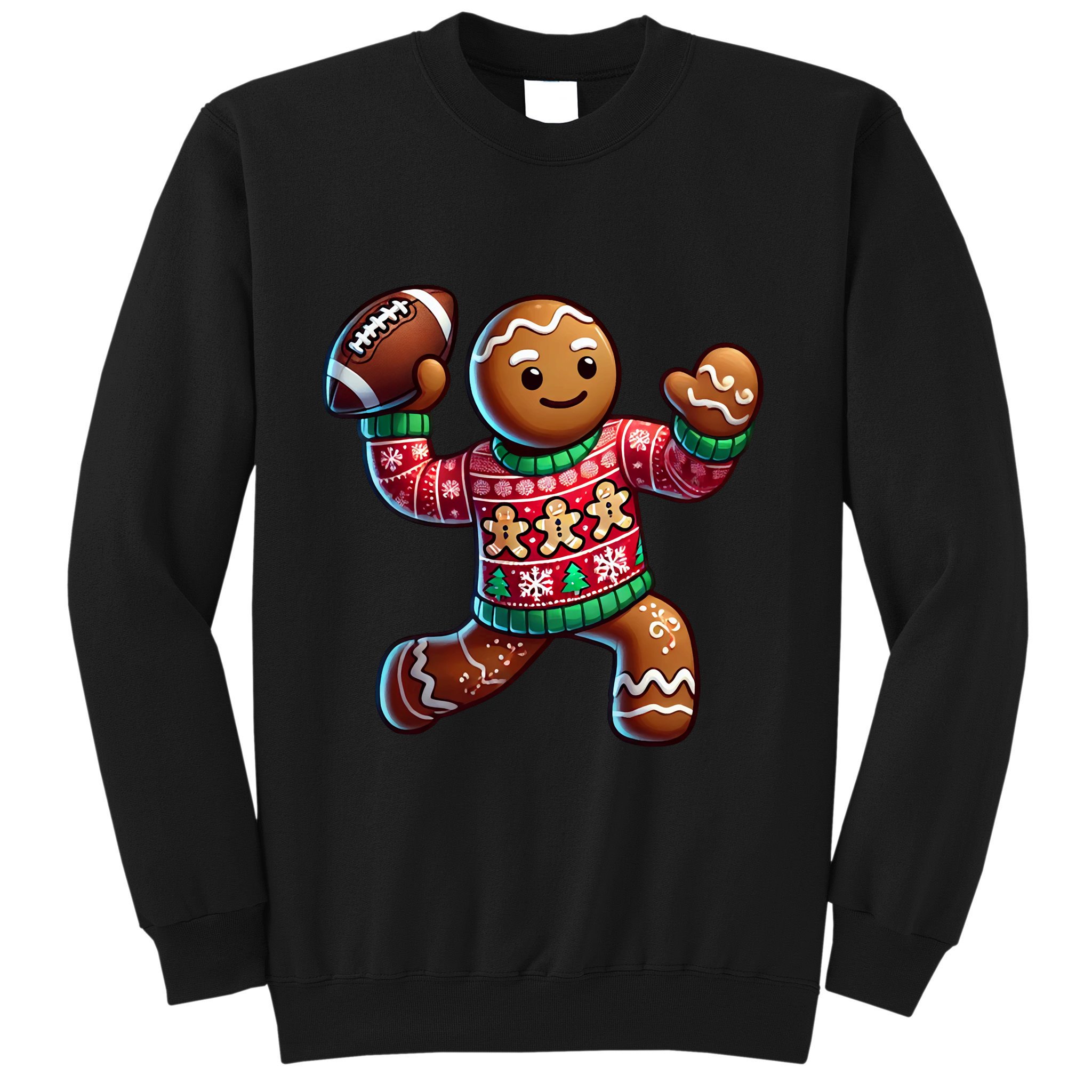 Football Christmas Gingerbread Man Football Ugly Christmas Hoodie Sweatshirt