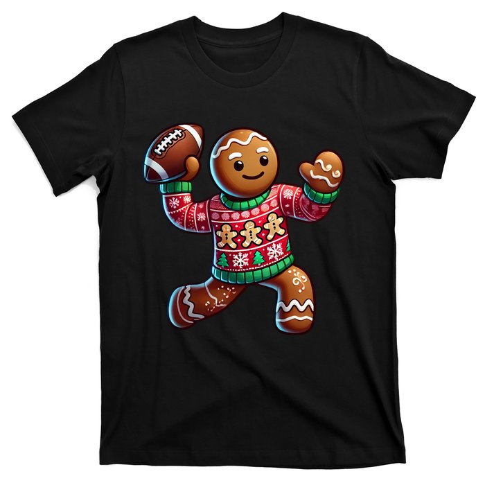 Football Christmas Gingerbread Man Football Ugly Christmas Hoodie T-Shirt