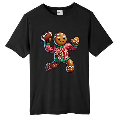 Football Christmas Gingerbread Man Football Ugly Christmas Hoodie Tall Fusion ChromaSoft Performance T-Shirt