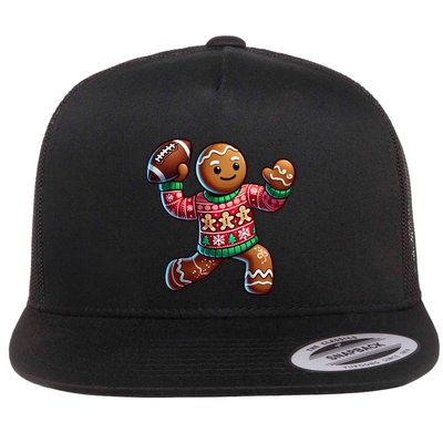 Football Christmas Gingerbread Man Football Ugly Christmas Hoodie Flatbill Hat