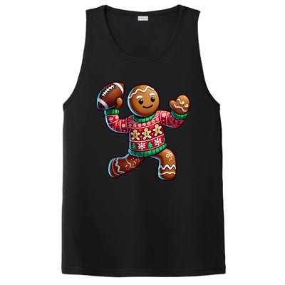 Football Christmas Gingerbread Man Football Ugly Christmas Hoodie PosiCharge Competitor Tank