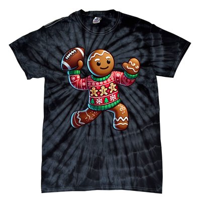 Football Christmas Gingerbread Man Football Ugly Christmas Hoodie Tie-Dye T-Shirt