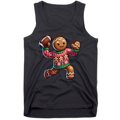 Football Christmas Gingerbread Man Football Ugly Christmas Hoodie Tank Top