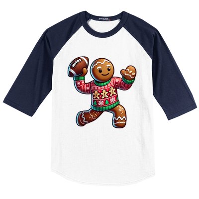 Football Christmas Gingerbread Man Football Ugly Christmas Hoodie Baseball Sleeve Shirt