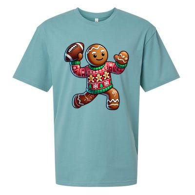 Football Christmas Gingerbread Man Football Ugly Christmas Hoodie Sueded Cloud Jersey T-Shirt