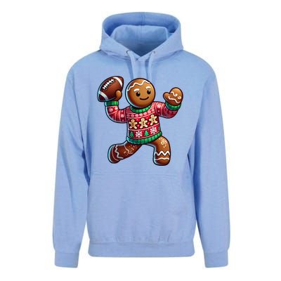 Football Christmas Gingerbread Man Football Ugly Christmas Hoodie Unisex Surf Hoodie