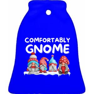 Funny Comfortably Gnome Christmas Gift Ceramic Bell Ornament