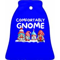 Funny Comfortably Gnome Christmas Gift Ceramic Bell Ornament