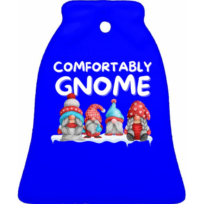 Funny Comfortably Gnome Christmas Gift Ceramic Bell Ornament