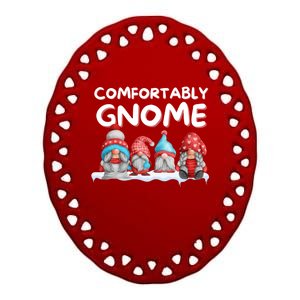 Funny Comfortably Gnome Christmas Gift Ceramic Oval Ornament