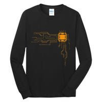 Funny Computer Geek Nerd Gift Cool Computer Core Circuit Tall Long Sleeve T-Shirt