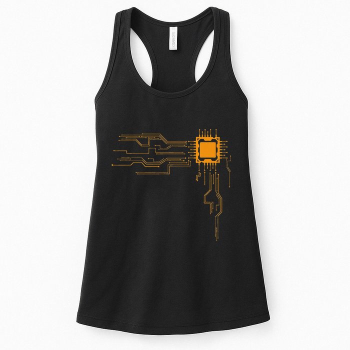 Funny Computer Geek Nerd Gift Cool Computer Core Circuit Women's Racerback Tank