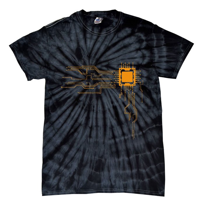 Funny Computer Geek Nerd Gift Cool Computer Core Circuit Tie-Dye T-Shirt