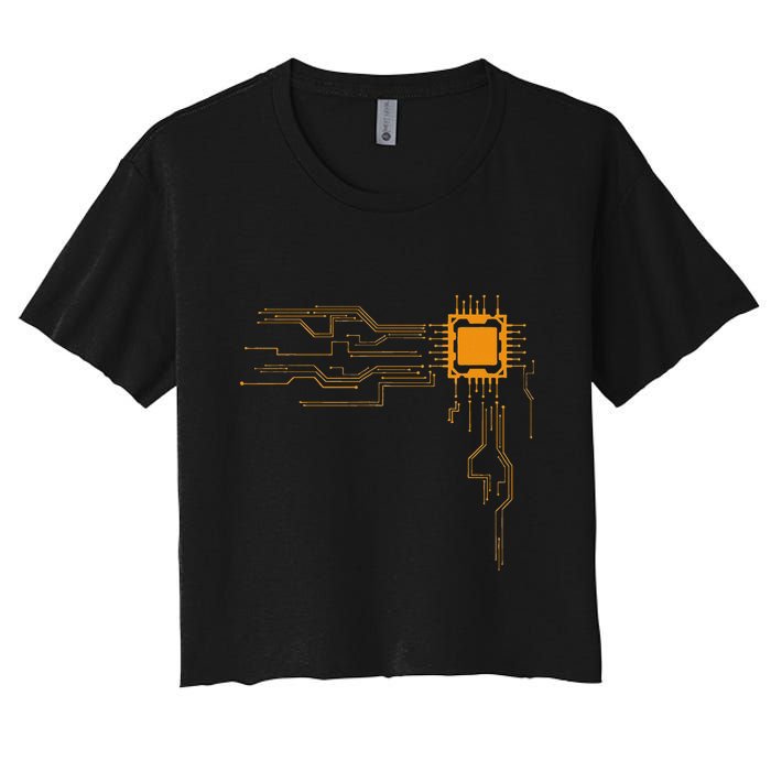 Funny Computer Geek Nerd Gift Cool Computer Core Circuit Women's Crop Top Tee