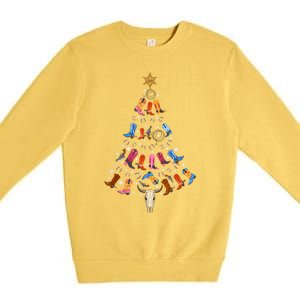 Funny Cowboy Gift Ugly Christmas Cowboy Premium Crewneck Sweatshirt