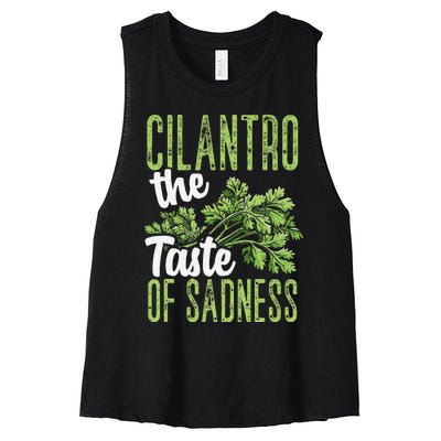 Funny Cilantro Green Herb Dislike Bad Taste Of Sadness Women's Racerback Cropped Tank