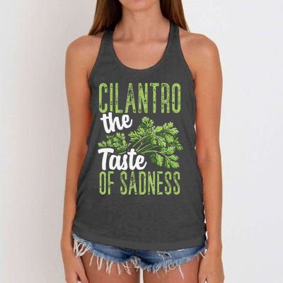 Funny Cilantro Green Herb Dislike Bad Taste Of Sadness Women's Knotted Racerback Tank