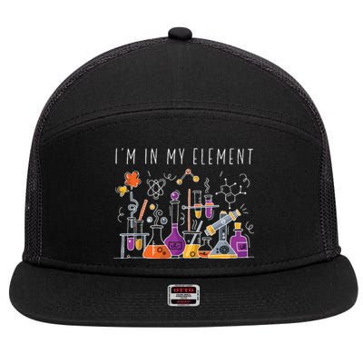 Funny Chemist Gifts Im In My Element Chemistry Science Nerd 7 Panel Mesh Trucker Snapback Hat