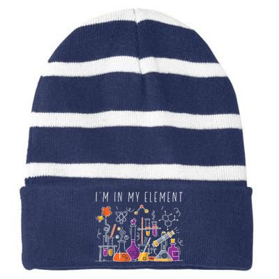 Funny Chemist Gifts Im In My Element Chemistry Science Nerd Striped Beanie with Solid Band