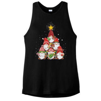 Funny Christmas Gnome Tree Ladies PosiCharge Tri-Blend Wicking Tank