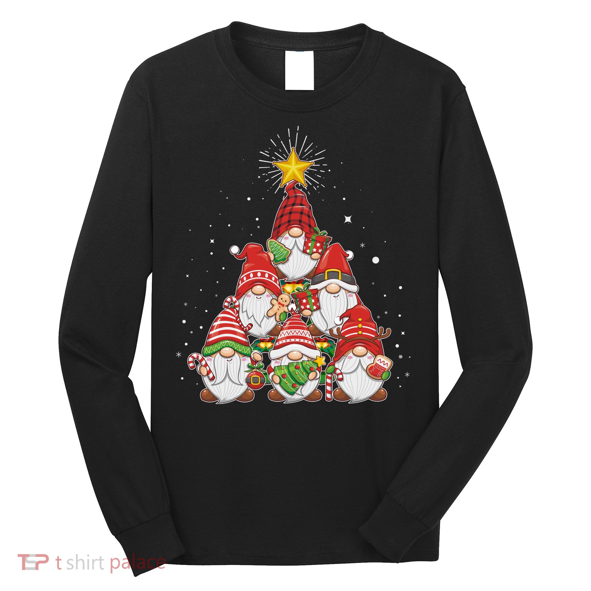 Funny Christmas Gnome Tree Long Sleeve Shirt