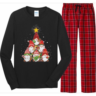 Funny Christmas Gnome Tree Long Sleeve Pajama Set