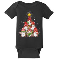 Funny Christmas Gnome Tree Baby Bodysuit