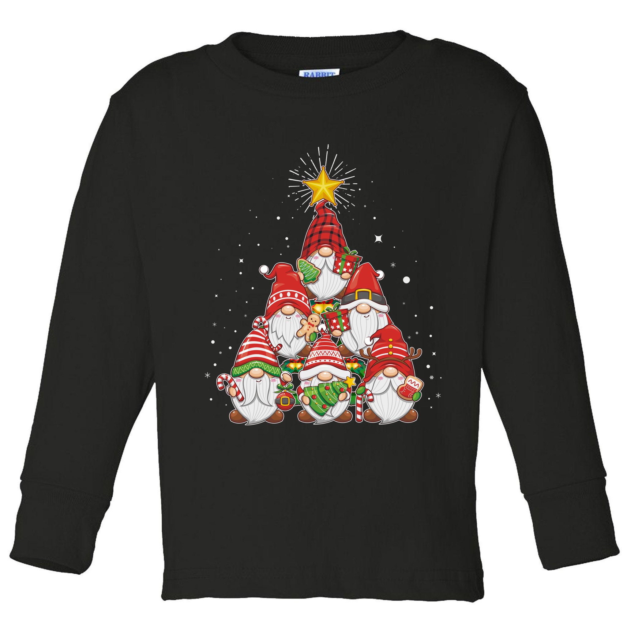 Funny Christmas Gnome Tree Toddler Long Sleeve Shirt