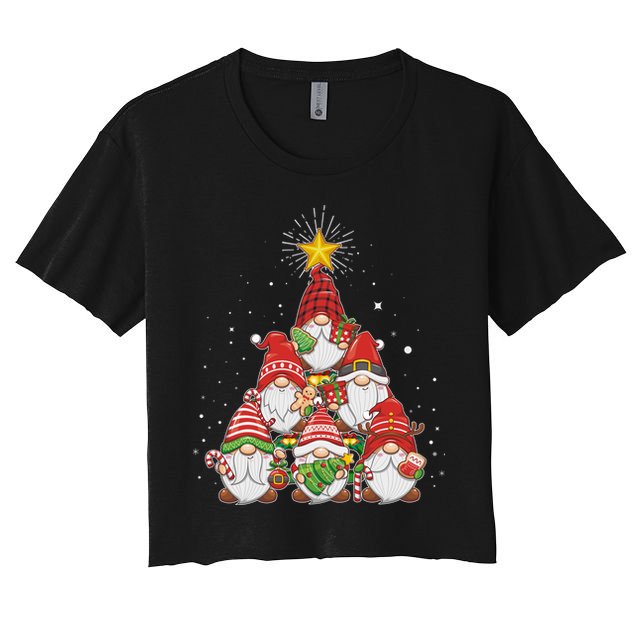 Funny Christmas Gnome Tree Crop Top