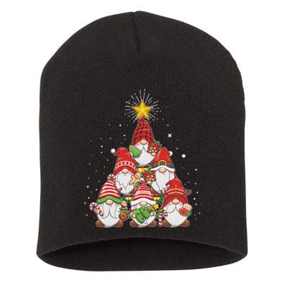 Funny Christmas Gnome Tree Short Acrylic Beanie