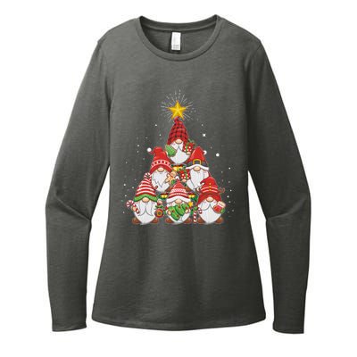 Funny Christmas Gnome Tree Womens CVC Long Sleeve Shirt